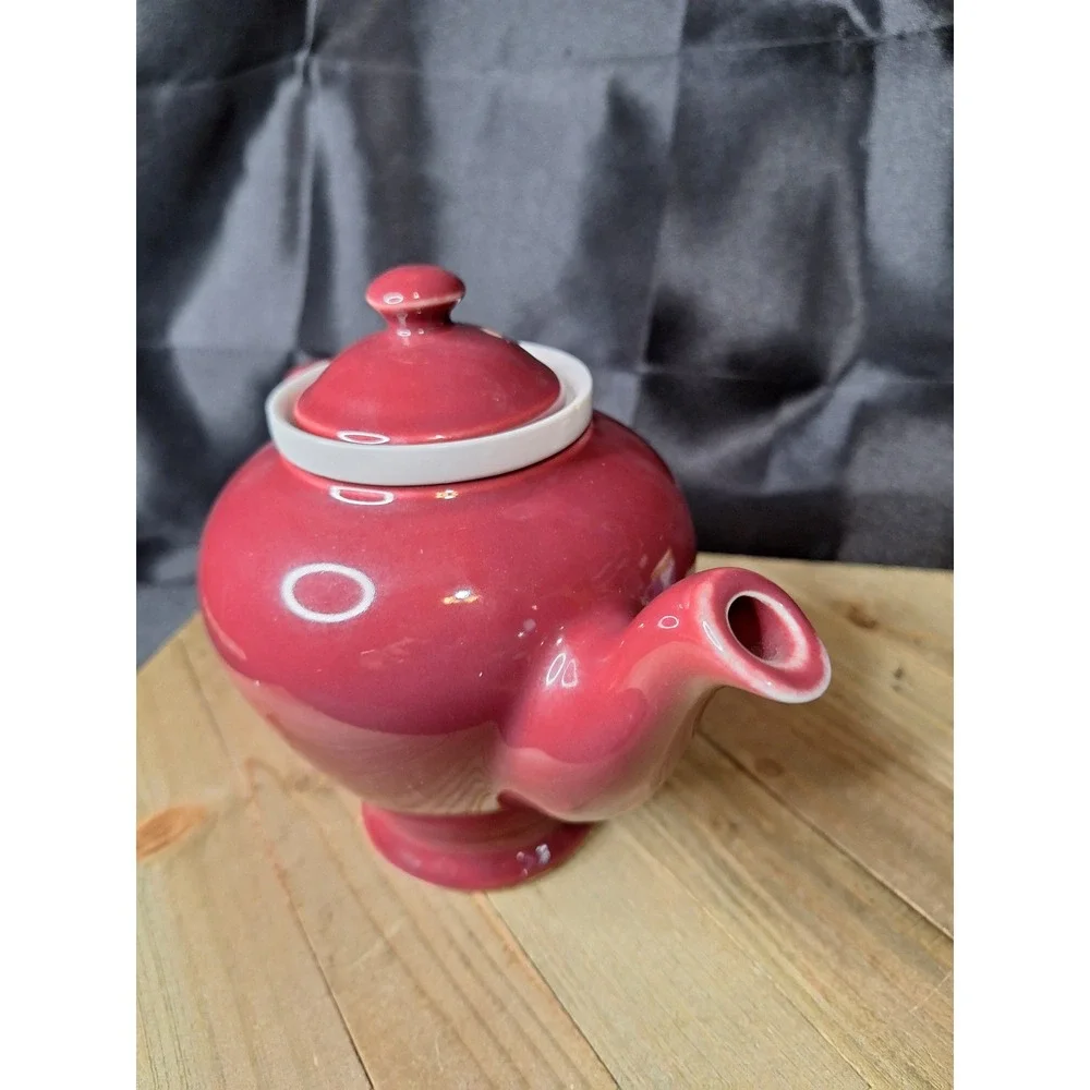Vintage 1930s McCormick Tea Baltimore Md Ceramic Teapot with Infuser Burgundy